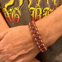 Orange & Silver Unisex Chain Bracelet