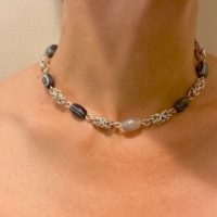 Sterling Silver and Banded Agate Choker