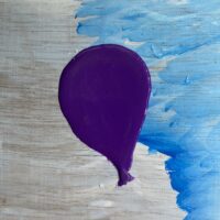 Purple Balloon Fallowing the Stream of Clouds